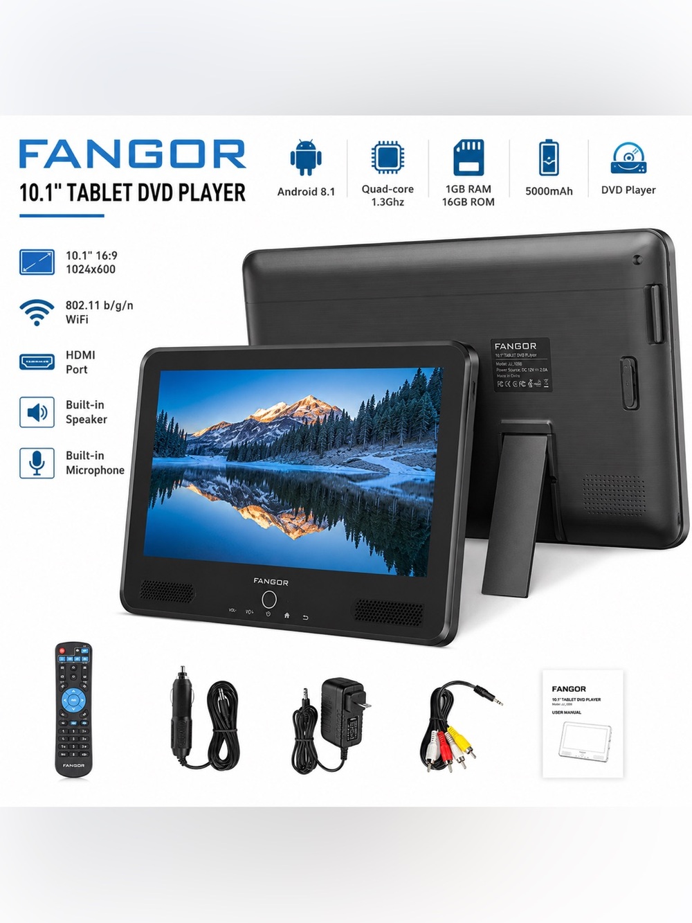 10.1" Quad Core Portable Tablet DVD Media Player With WiFi 16GB Combo New